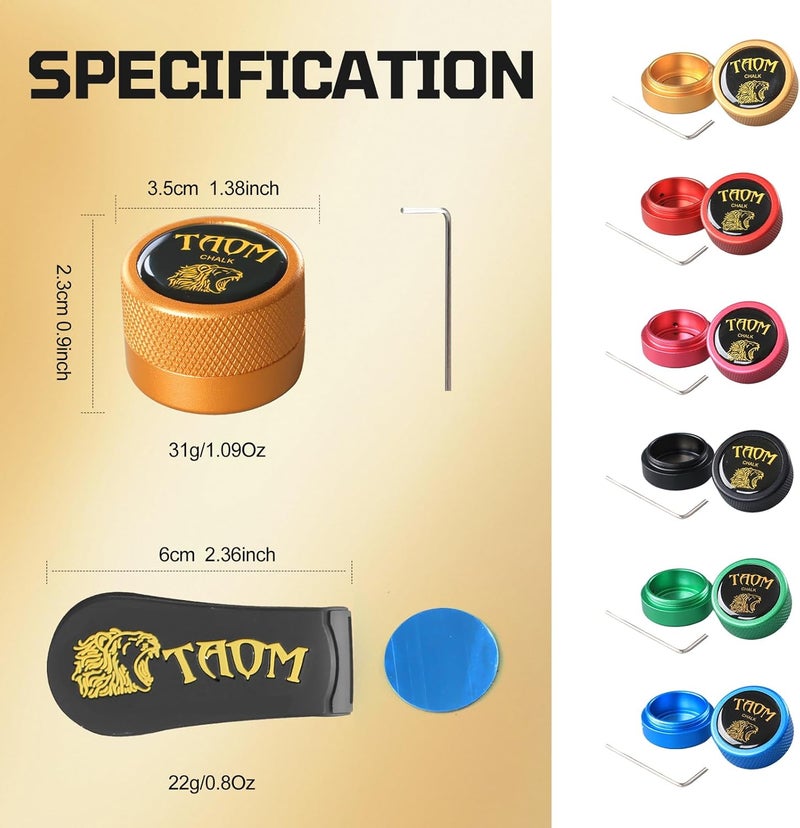 Banly TAOM Round Shaped Pool Chalk Holder, Portable Pool Chalk Cubes, Magnetic Mini Chalk Holder Pool Billiards, Pool Cue Chalk Case Container Box for Billiard Cue Tip Tool Pool Table Snooker Accessories - Image 4